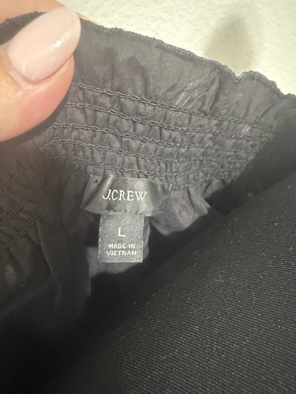 NWOT J. Crew Black Eyelet Smocked Crop Top
